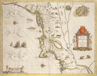 Carte de la Nouvelle-Belgique et de la Nouvelle-Angleterre, publiée à Amsterdam vers 1640